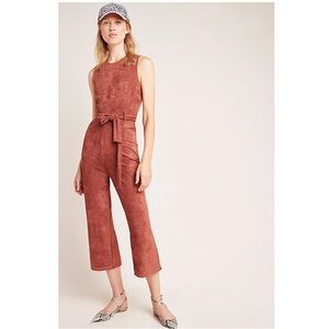 Anthropologie Faux Suede Belted Jumpsuit in Cedar